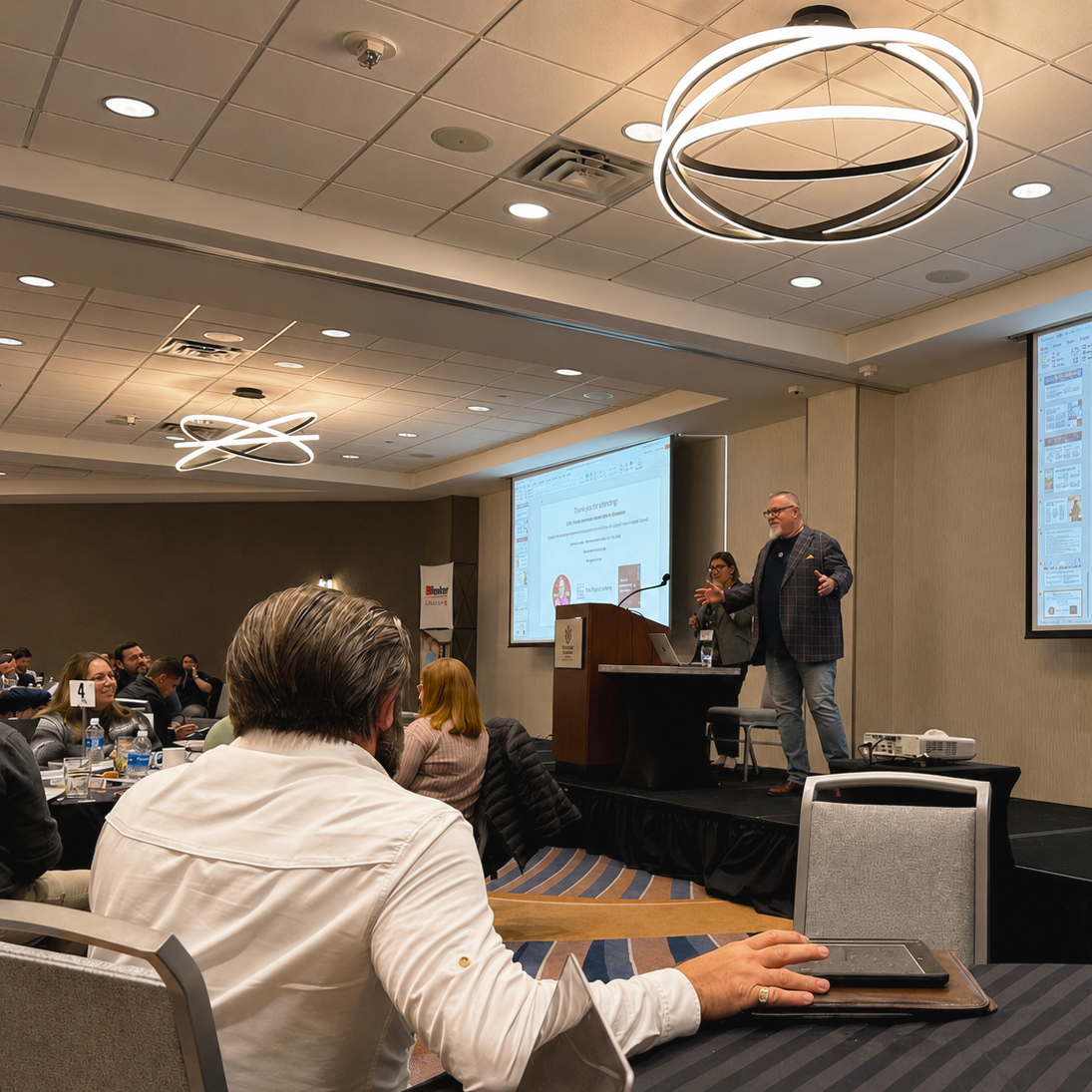 Harrison Painter teaching a live AI training session