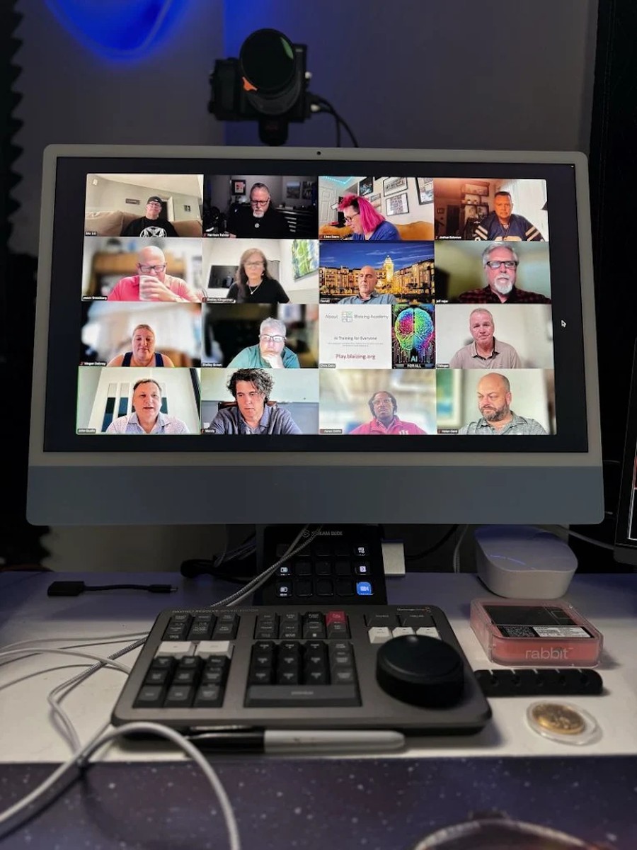 A live online LaunchReady session, faces on screen